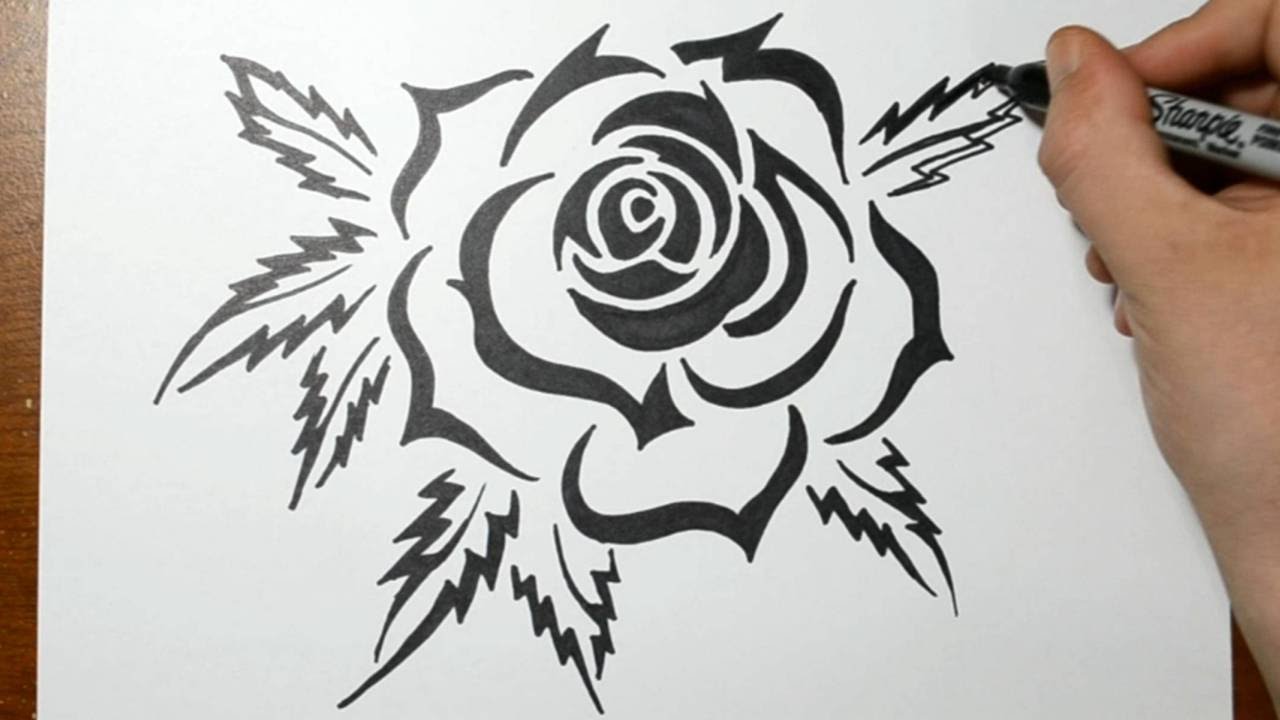 1280x720 How To Draw A Tribal Rose - Tribal Drawings