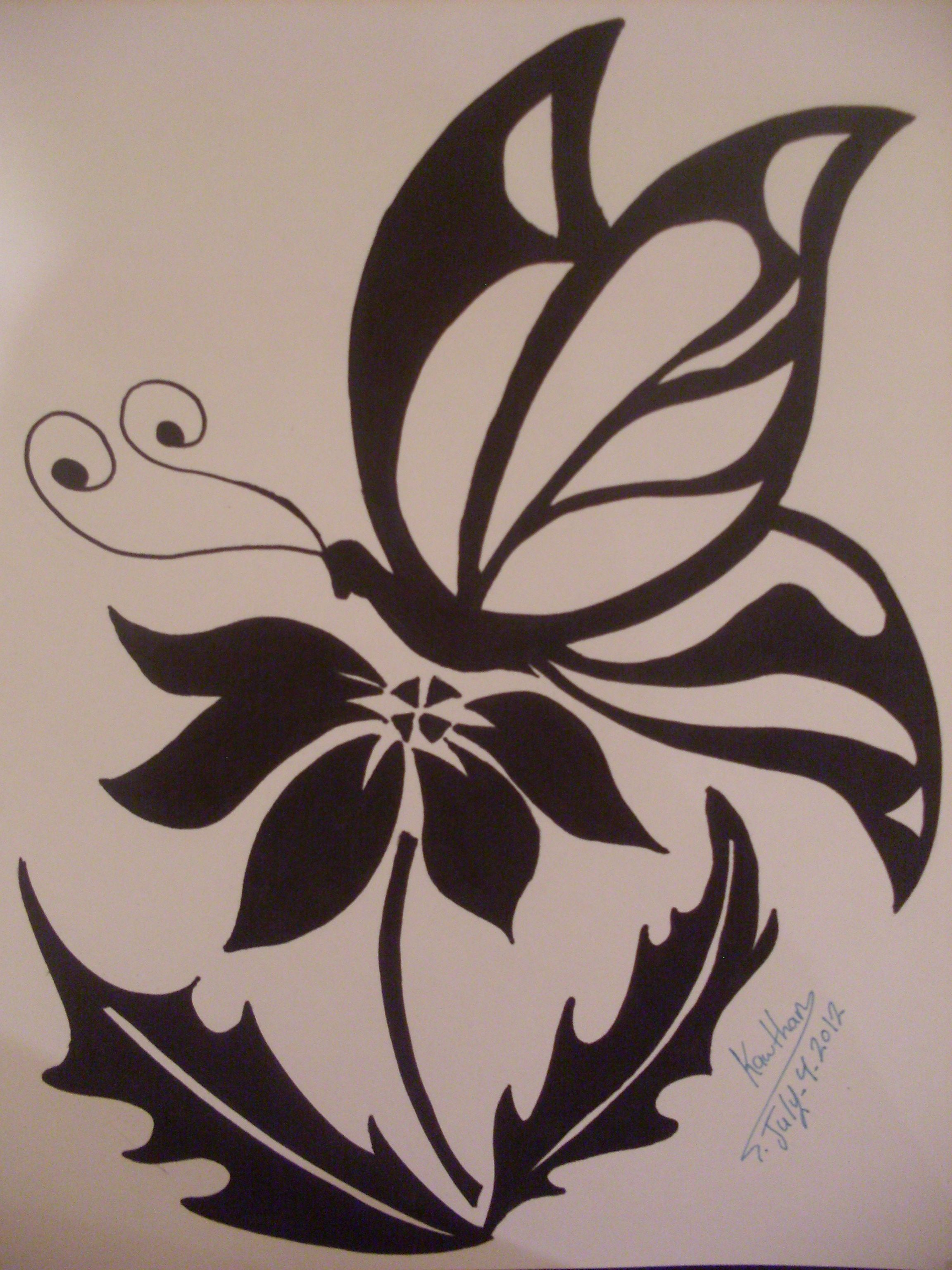 2304x3072 Pencil Drawings Of Flowers And Butterflies Tribal Drawings - Tribal Drawings