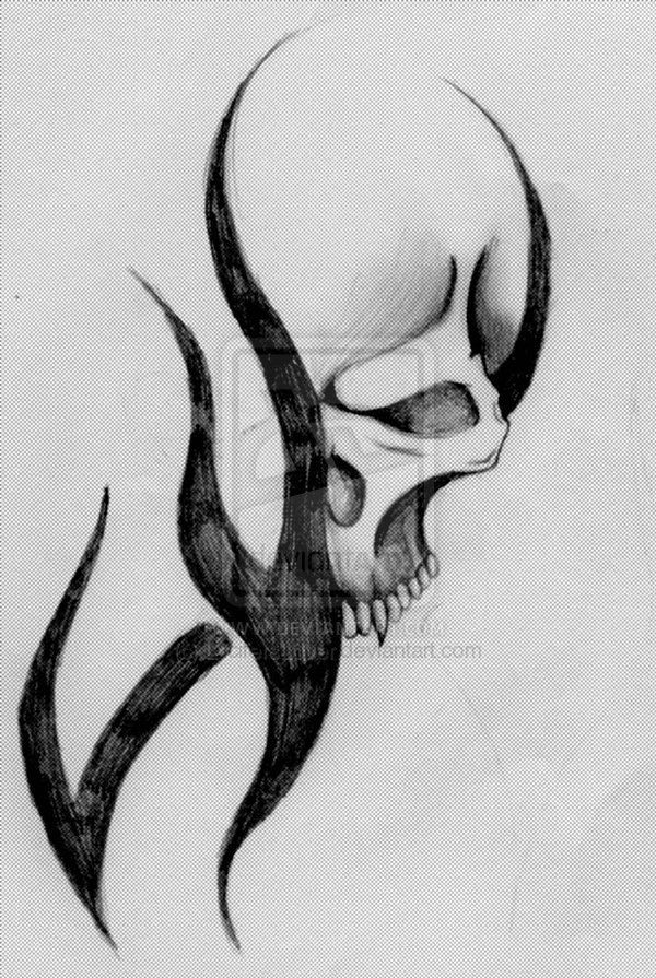 600x895 tribal skull tribal drawings - Tribal Drawings