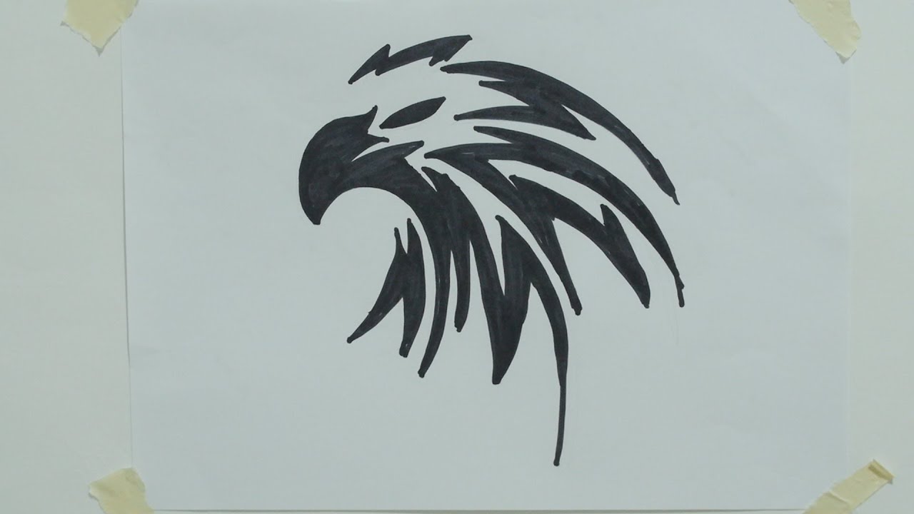 1280x720 How To Draw Eagle Head Tribal Tattoo - Tribal Eagle Drawing
