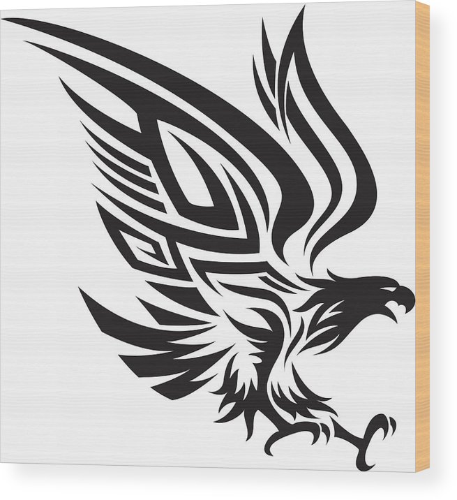 655x716 Tribal Eagle Wood Print - Tribal Eagle Drawing
