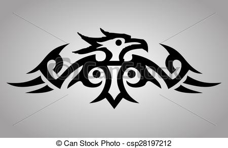 450x292 tribal eagle tattoo tribal design of an eagle on a grey background - Tribal Eagle Drawing