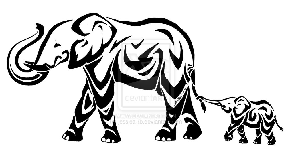 1024x557 Tribal African Elephant Drawing - Tribal Elephant Drawing