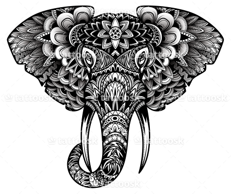 450x379 Tribal Elephant Head Tattoo Design Tattoo Ideas - Tribal Elephant Drawing