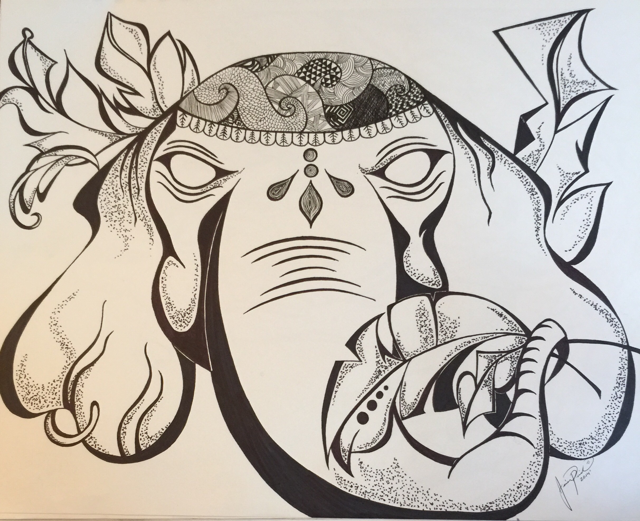 2425x1972 tribal elephant foundmyself - Tribal Elephant Drawing