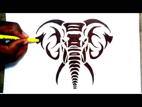 480x360 Drawing A Elephant Tribal Tattoo Desigh Style - Tribal Elephant Drawing