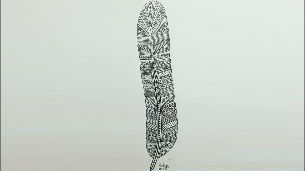 1280x720 tribal feather black white speed drawing tribal art - Tribal Feather Drawing
