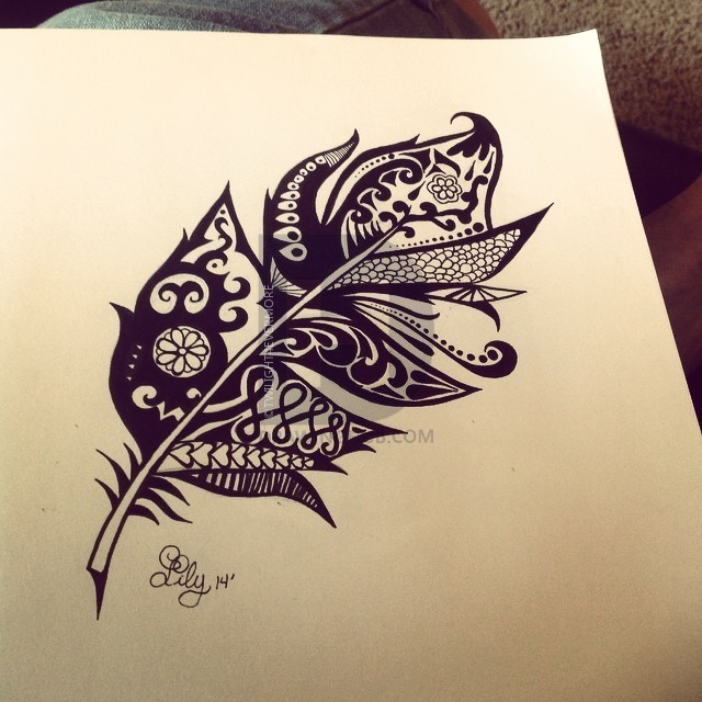 640x640 Tribal Feather Drawing - Tribal Feather Drawing