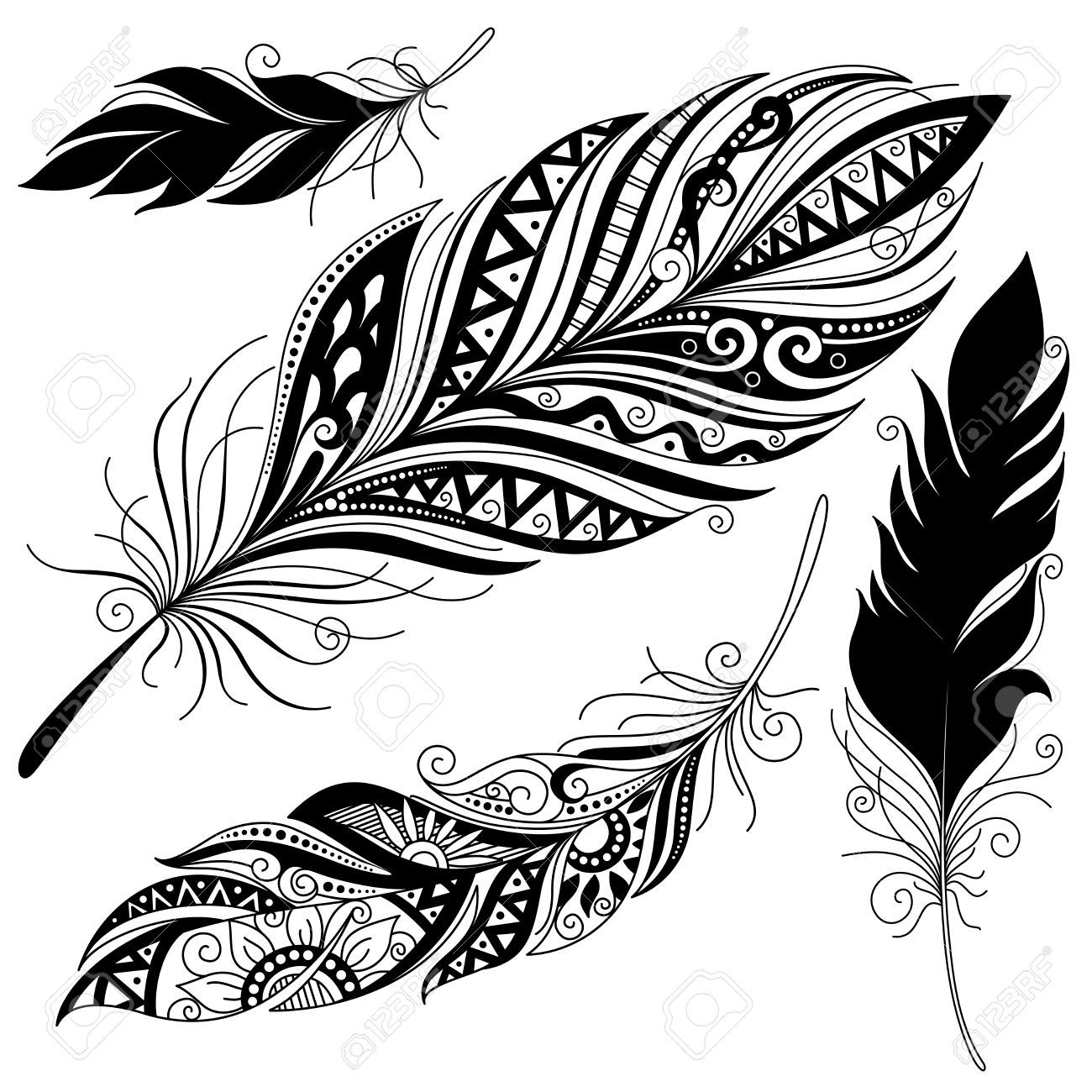 1300x1300 Vecteur Peerless Feather, La Conception Tribal, Tatouage - Tribal Feather Drawing