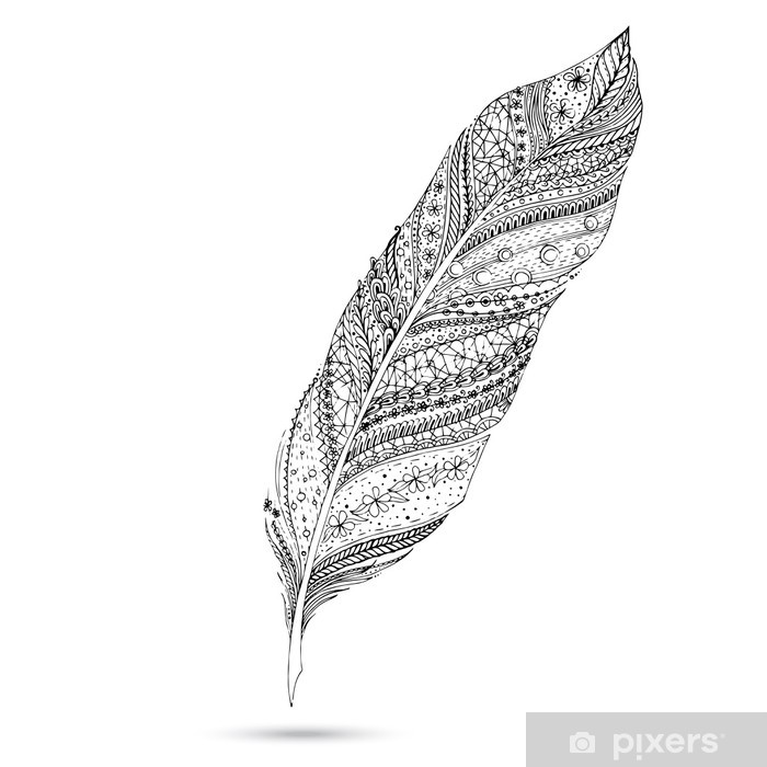 700x700 vector tribal feather series of doodle feather wall mural - Tribal Feather Drawing