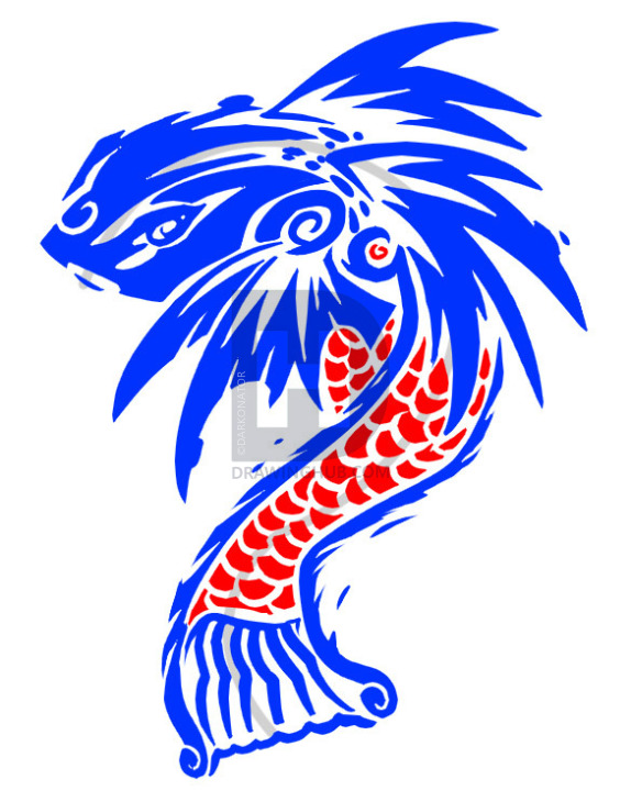 574x720 how to draw a tribal fish, tribal koi, step - Tribal Fish Drawing