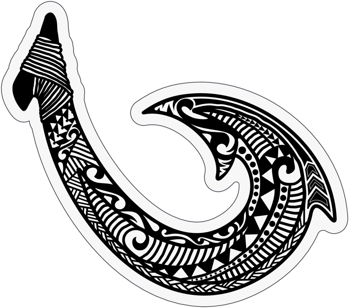 Tribal Hawaiian Fish Hook Sticker - Tribal Fish Drawing. 