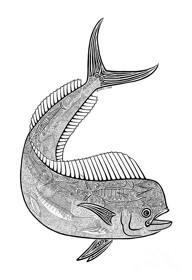 617x900 tribal mahi drawing - Tribal Fish Drawing