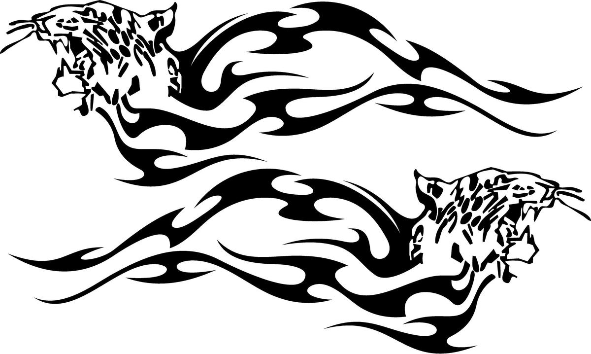 1200x718 Leopard Animal Tribal Flames Auto Truck Trailer Decal Sticker - Tribal Flame Drawings