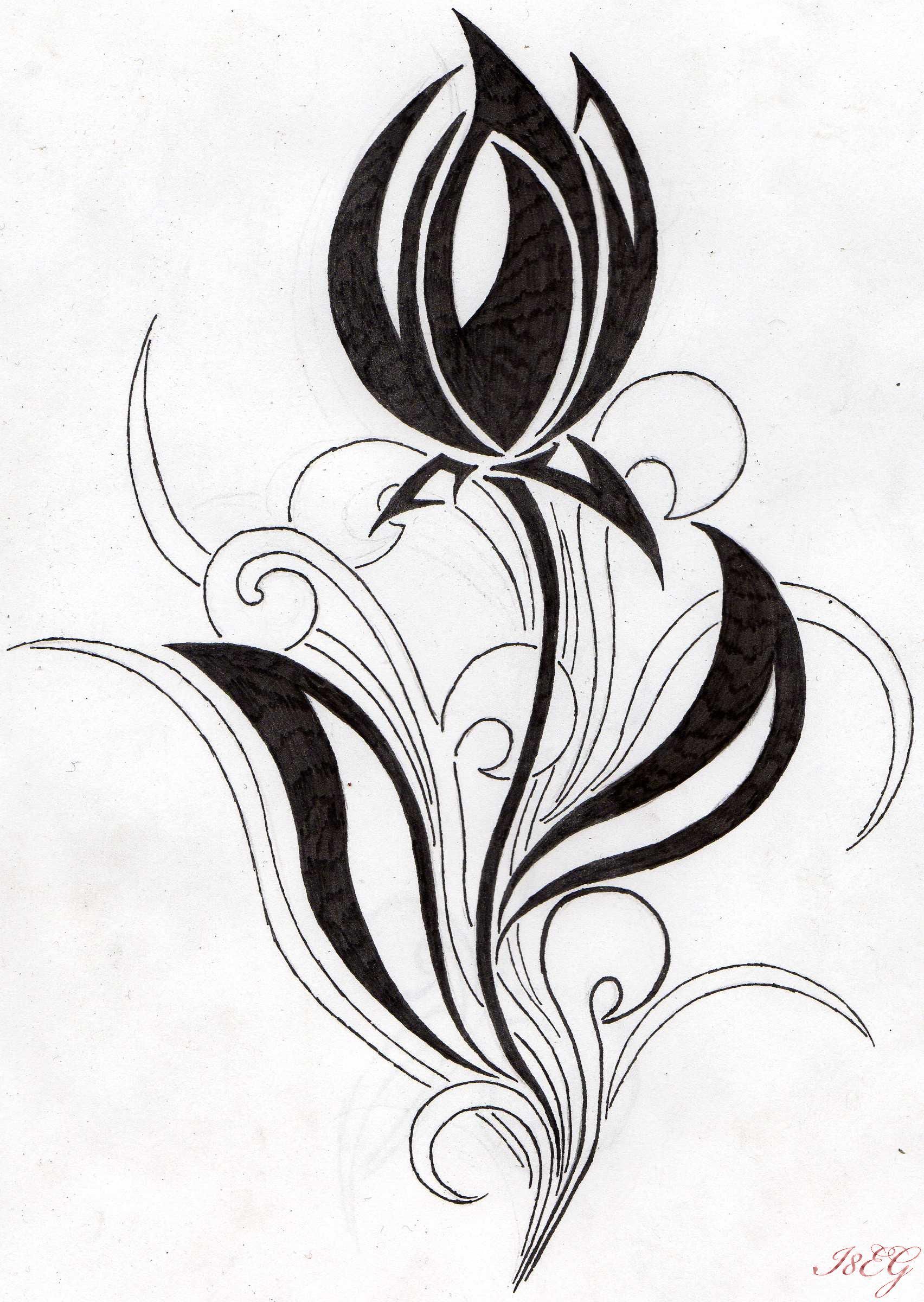 1704x2400 Flower Drawings Flower Tribal Tulip - Tribal Flower Drawing