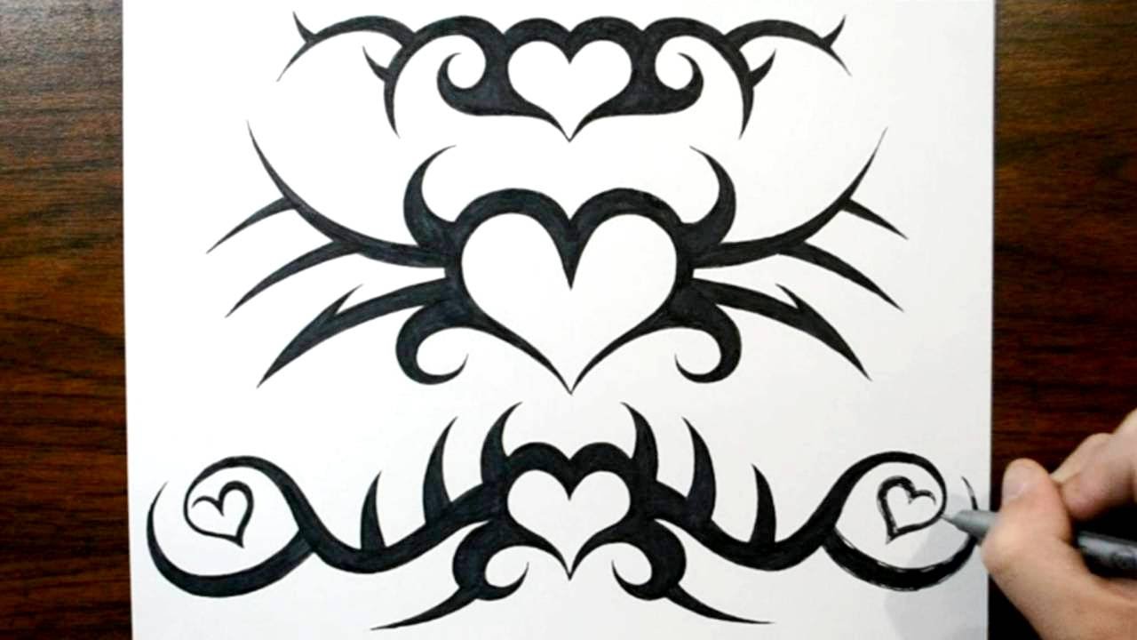 1280x720 How I Draw Lowerback Tribal Heart Tattoo Designs - Tribal Heart Drawings