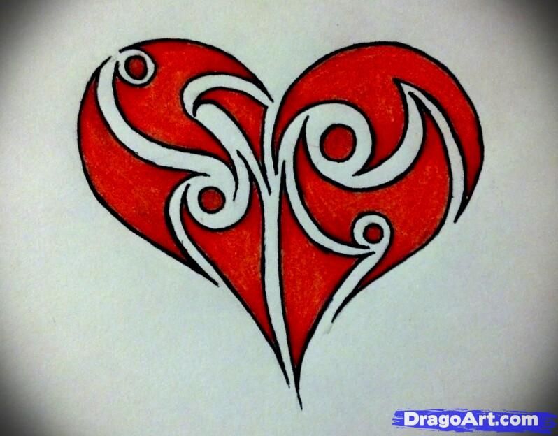 798x624 How To Draw A Heart How To Draw A Tribal Heart, Step - Tribal Heart Drawings