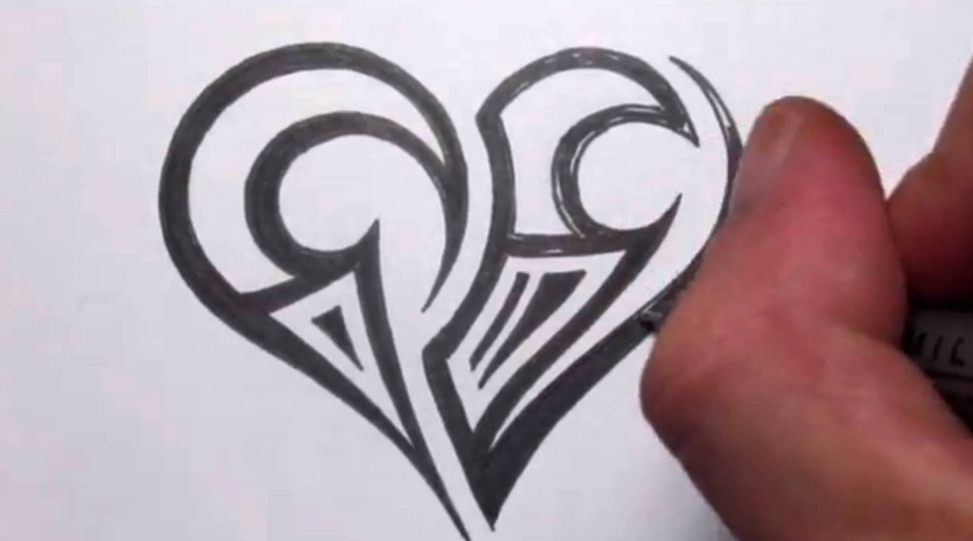 1896x1055 Easy To Draw Heart Designs Images - Tribal Heart Drawings