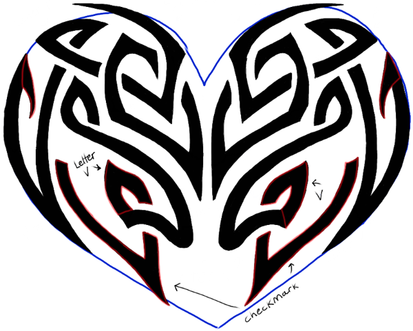 600x481 How To Draw A Tribal Heart Tattoo Design With Easy Step - Tribal Heart Drawings