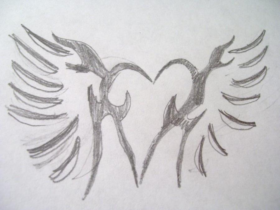 900x675 Tribal Heart With Wings People Drawings Pictures Drawings - Tribal Heart Drawings