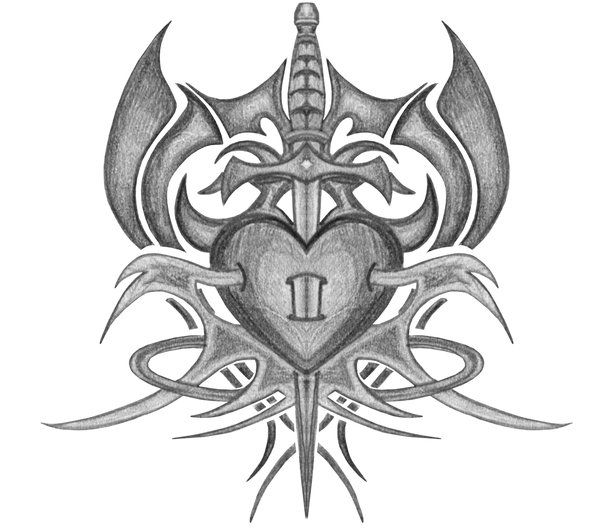 600x528 Cool Drawings Of Hearts Tribal Heart - Tribal Heart Drawings