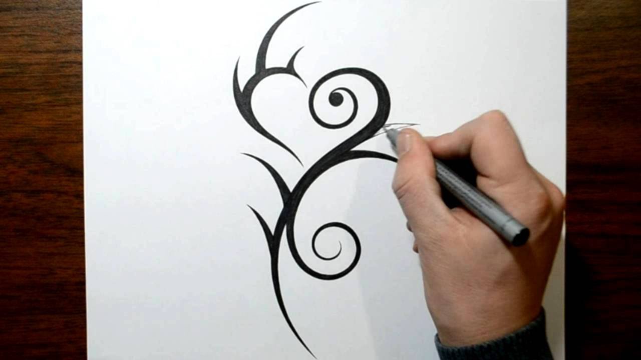 1280x720 Drawing A Cool Feminine Tribal Heart Tattoo Design - Tribal Heart Drawings