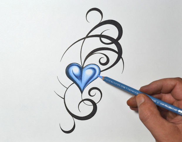 620x482 Drawings Of Hearts - Tribal Heart Drawings