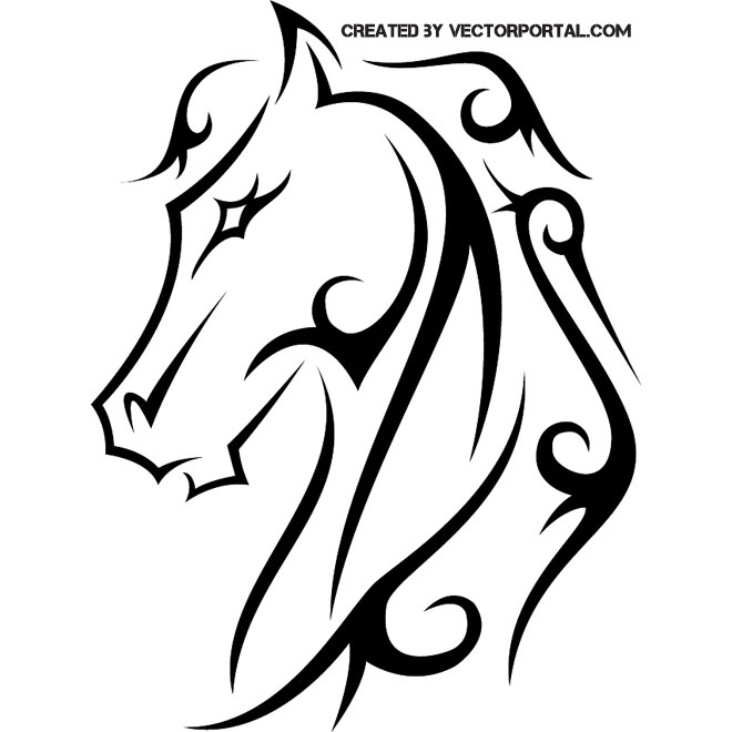 660x660 Horse Tattoo Clip Art - Tribal Horse Drawing