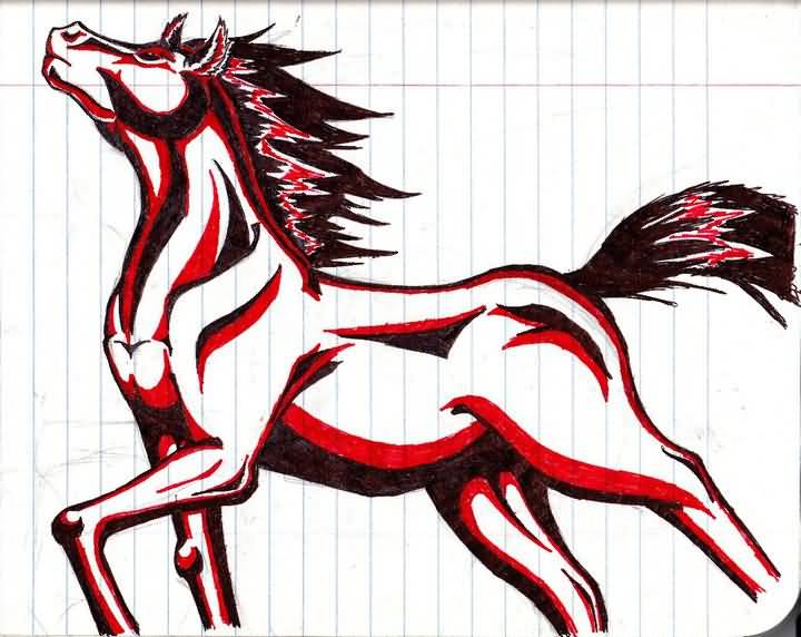 720x572 Horse Tattoo Best Tribal Horse Tattoo Drawing - Tribal Horse Drawing