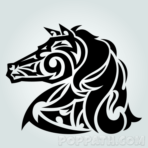 512x512 How To Draw A Horse Tribal Tattoo Pop Path - Tribal Horse Drawing