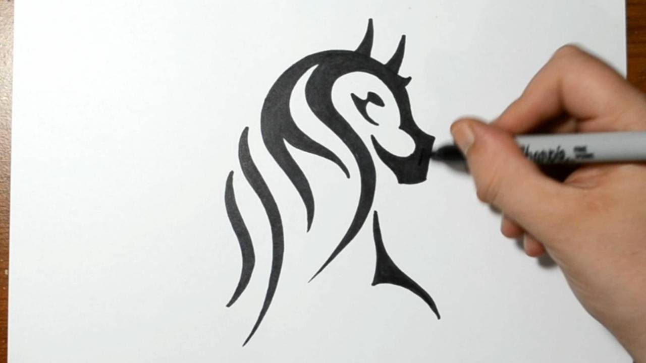 1280x720 How To Draw A Tribal Horse Portrait - Tribal Horse Drawing