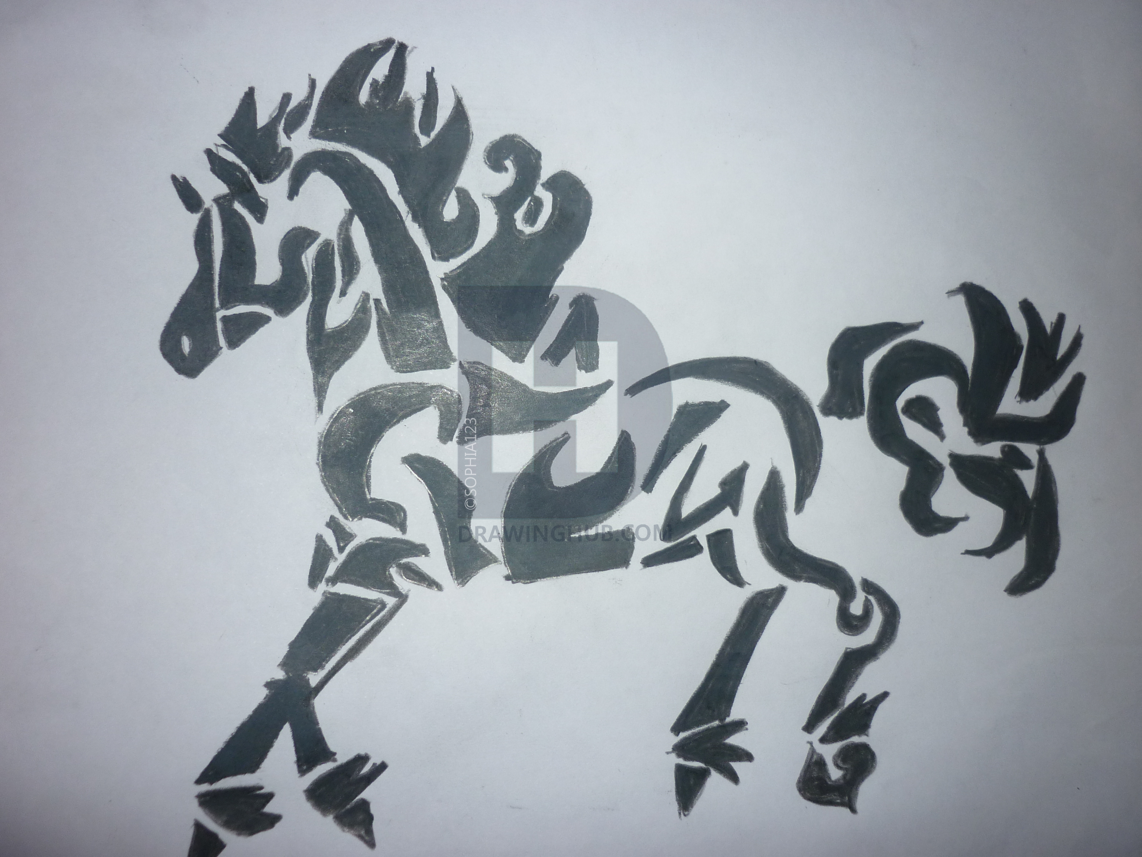 3648x2736 Tribal Horse Drawing - Tribal Horse Drawing