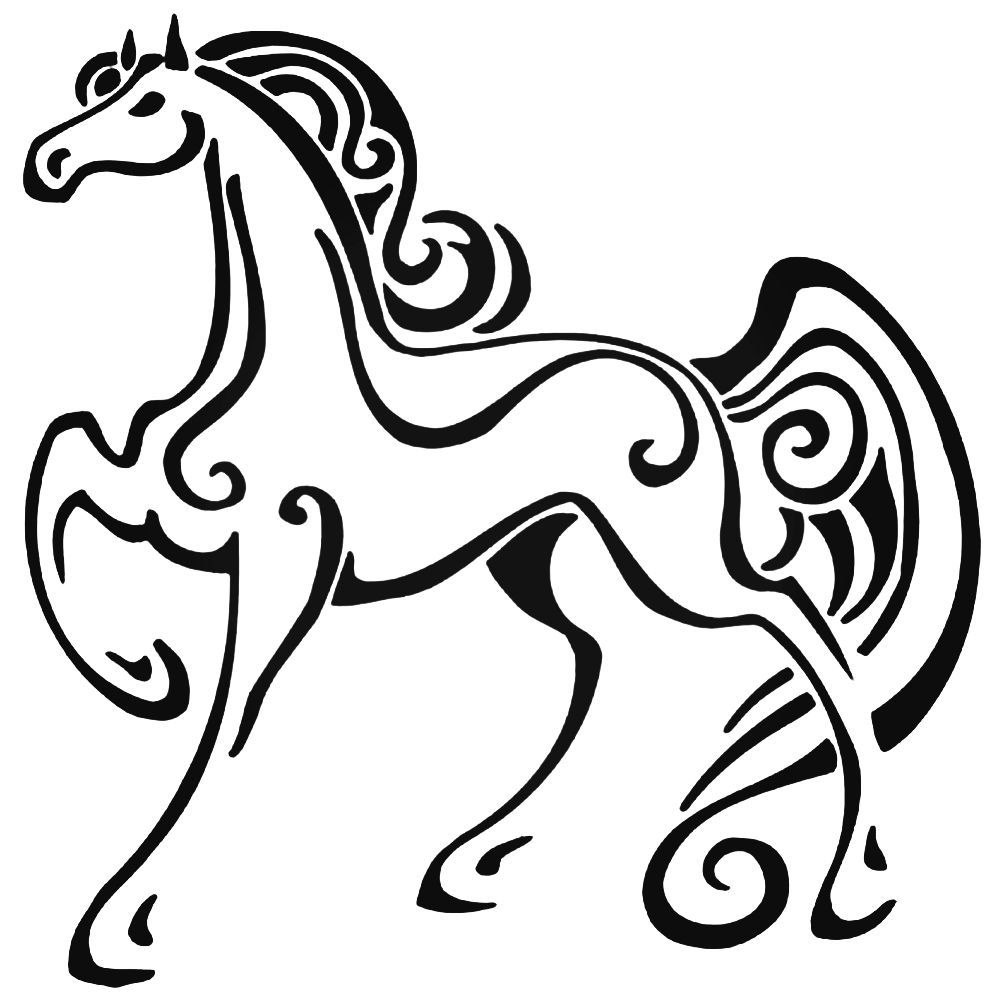 1000x1000 Tribal Horse Wildlfie Style Decal - Tribal Horse Drawing
