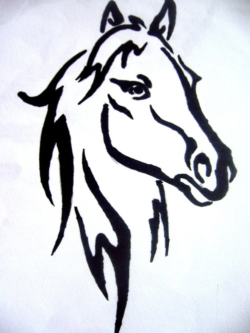 500x667 Tribal Tattoo, A Horse Discovered - Tribal Horse Drawing