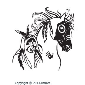 288x288 Horse Decal Native American Indian - Tribal Horse Drawing