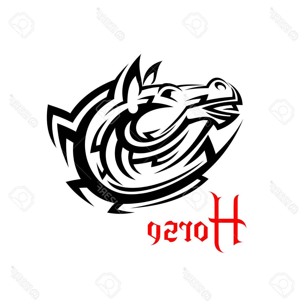 1300x1300 Best Tribal Horse Head Tattoo Design Element With Black - Tribal Horse Drawing