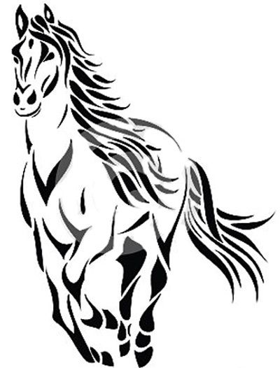 400x526 Best Horse Tattoos - Tribal Horse Drawing