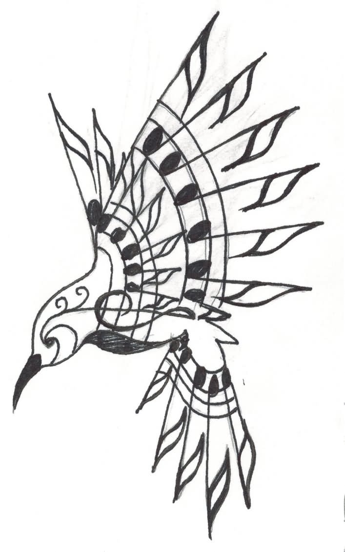 707x1131 Tribal Aztec Hummingbird Tattoo Design - Tribal Hummingbird Drawing
