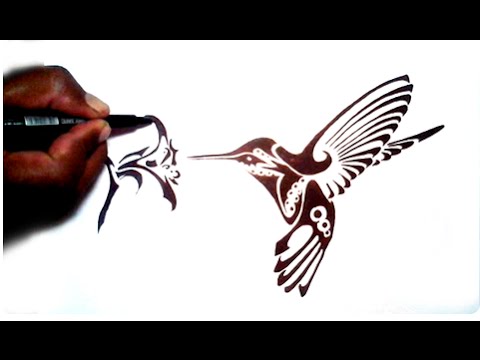 480x360 How To Draw Hummingbird Tribal Tattoo Design - Tribal Hummingbird Drawing