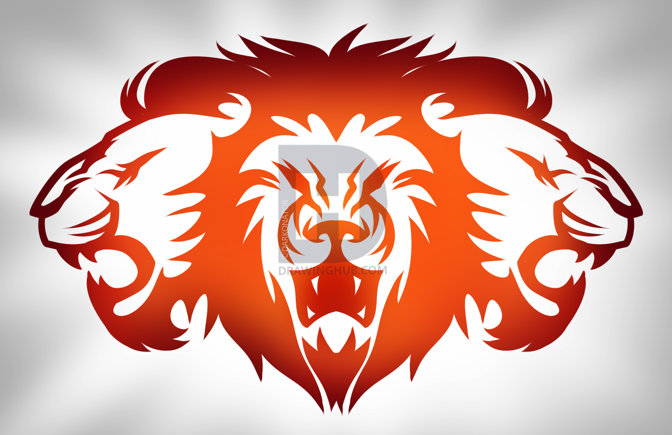 1361x881 how to draw tribal lions, step - Tribal Lion Drawing