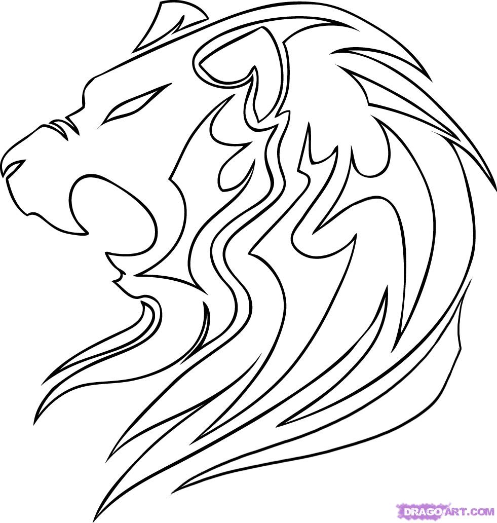 981x1032 How To Draw A Tribal Lion, Step - Tribal Lion Drawing