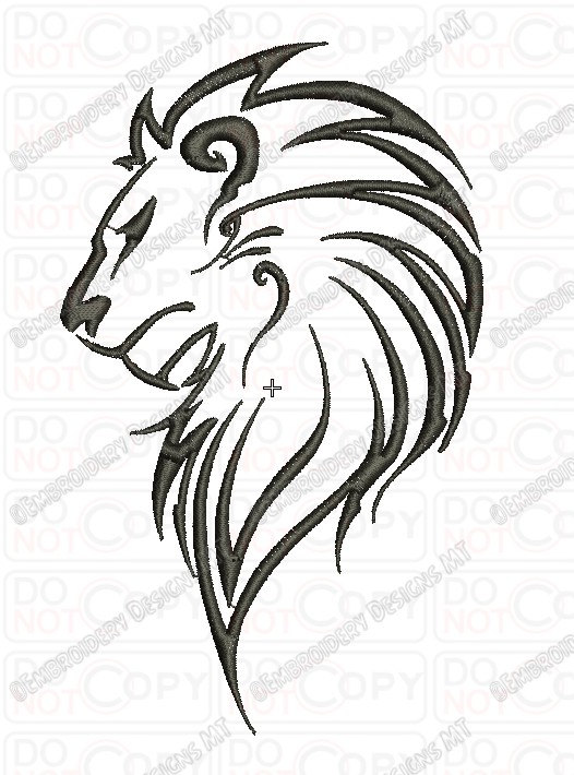 526x710 Lion Outline Tribal Embroidery Design In And Sizes - Tribal Lion Drawing