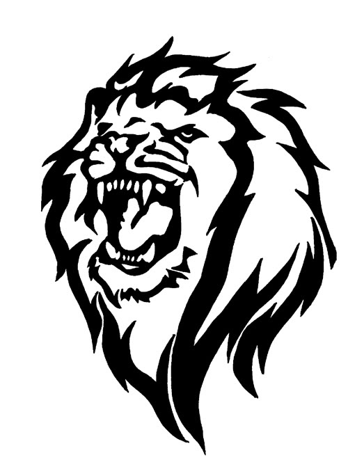 500x674 Tribal Lion Head Drawing - Tribal Lion Drawing