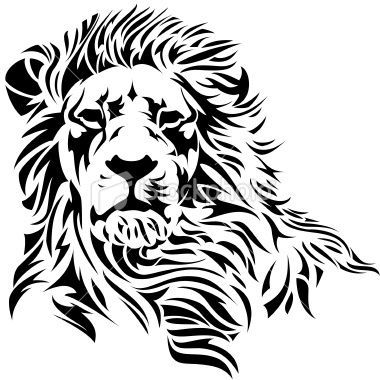 380x380 A Lion Head In Black And White Wished Tattoo Art, Lion - Tribal Lion Drawing