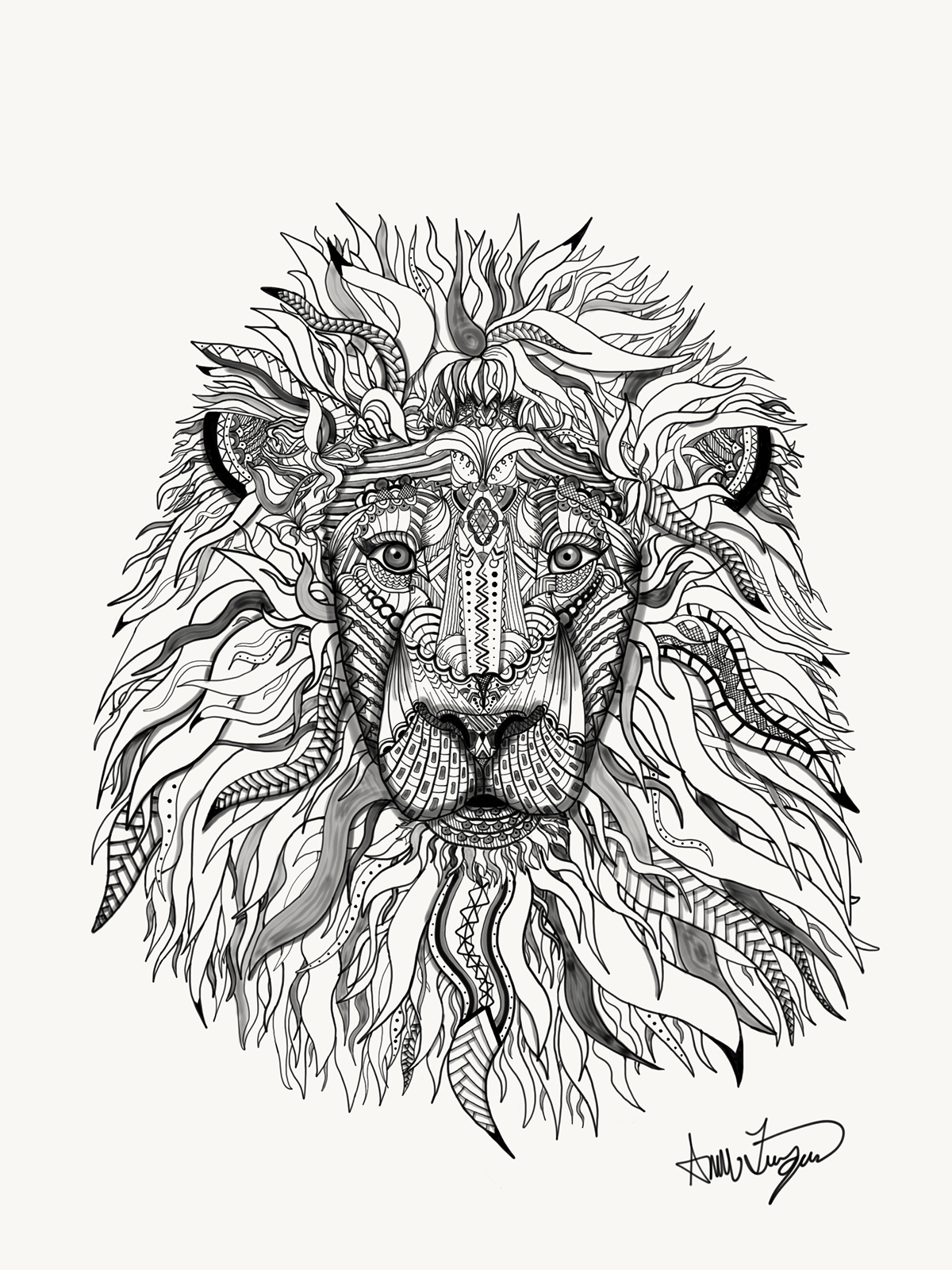 1200x1600 Tribal Lion On Behance - Tribal Lion Drawing