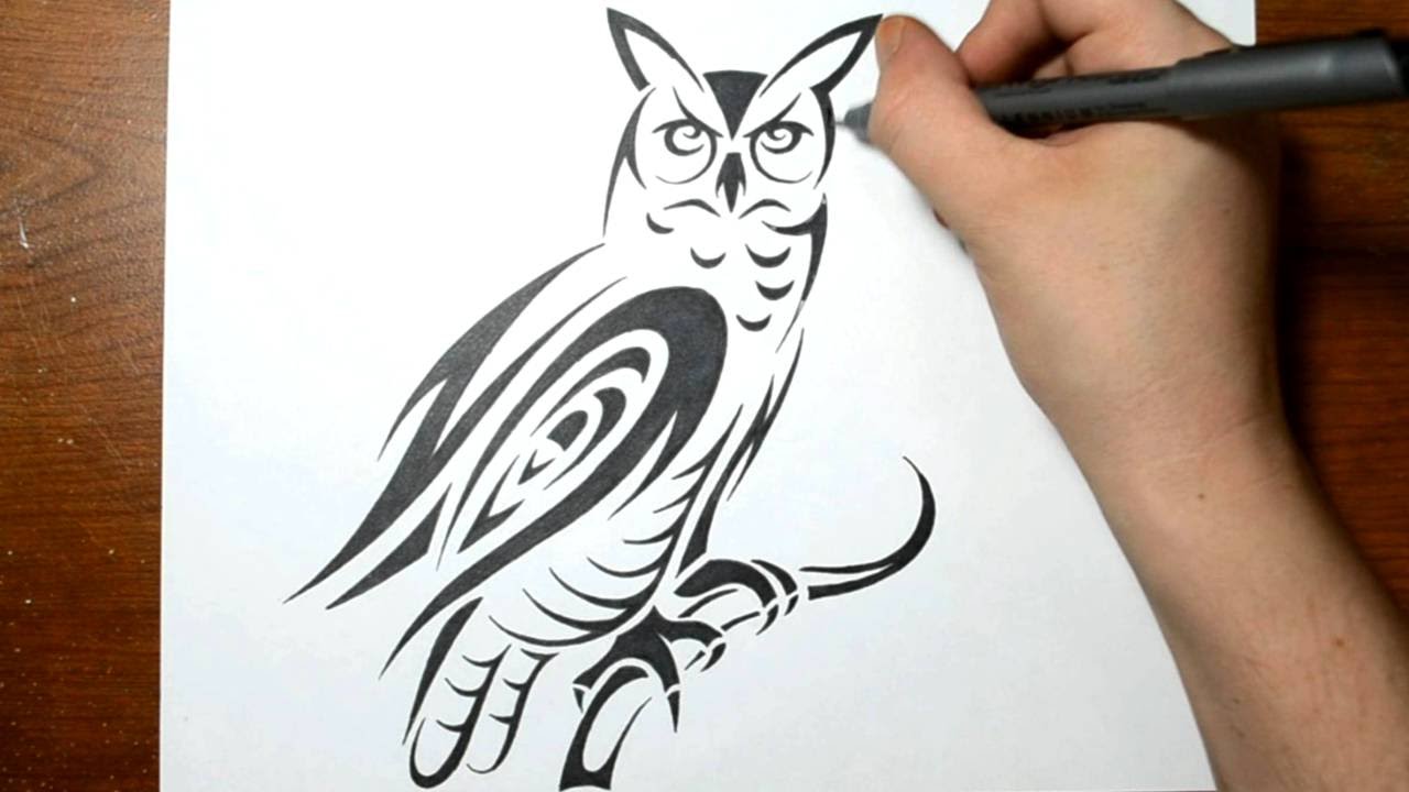 1280x720 How To Draw An Owl In Tribal Art Form - Tribal Owl Drawing