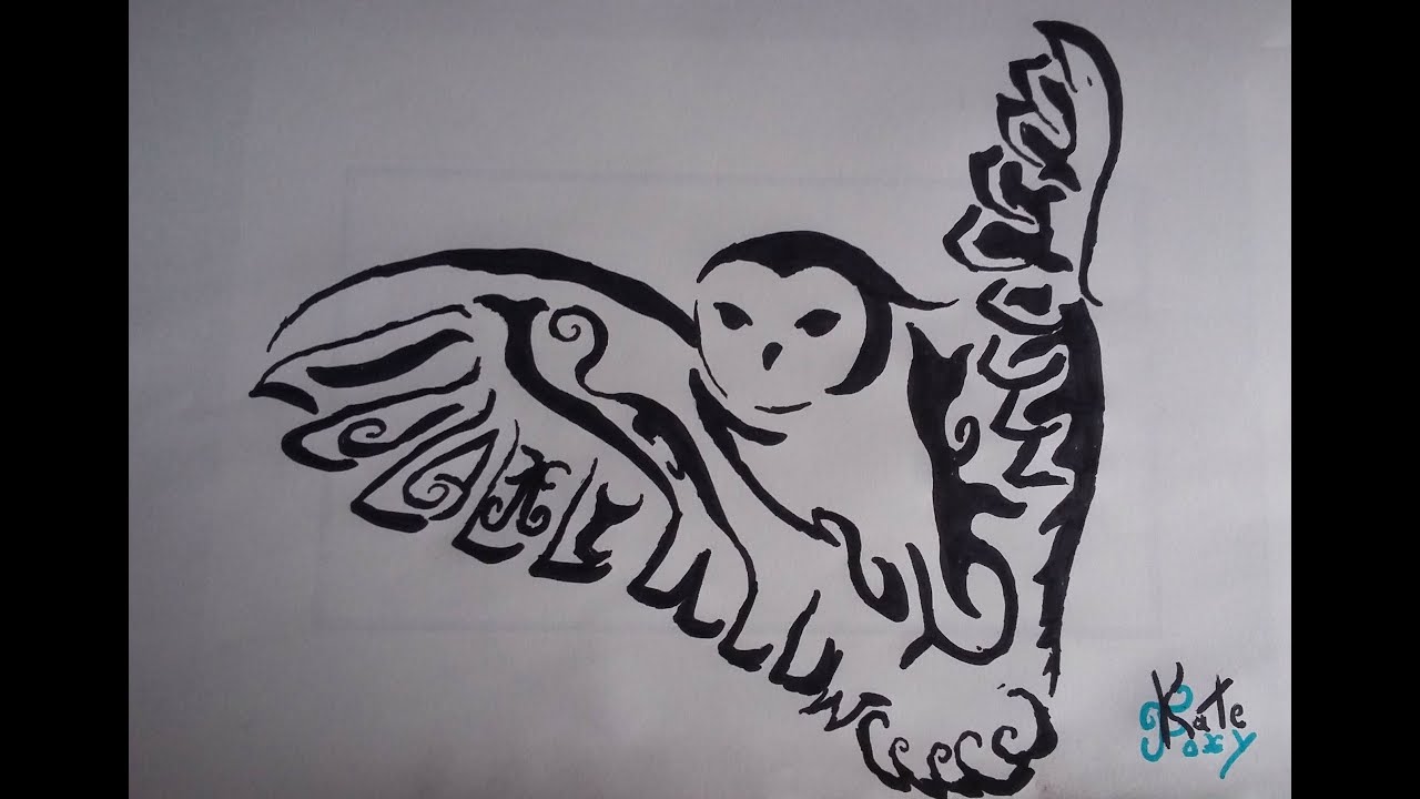 1280x720 How To Draw Tribal Owl Tattoo - Tribal Owl Drawing