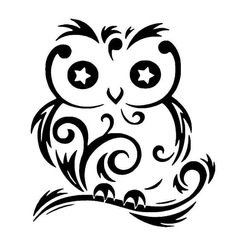 800x800 Tribal Owl Bird Vinyl Sticker - Tribal Owl Drawing