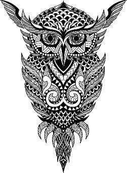 251x342 hi flask, tribal owl engraving - Tribal Owl Drawing