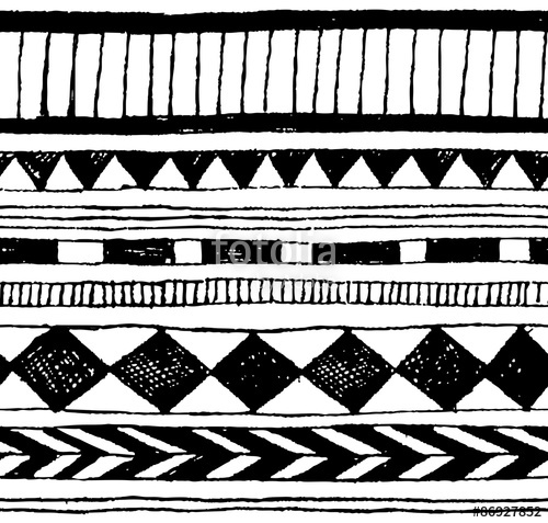 500x477 seamless vector hand draw tribal ink pattern stock image - Tribal Pattern Drawing